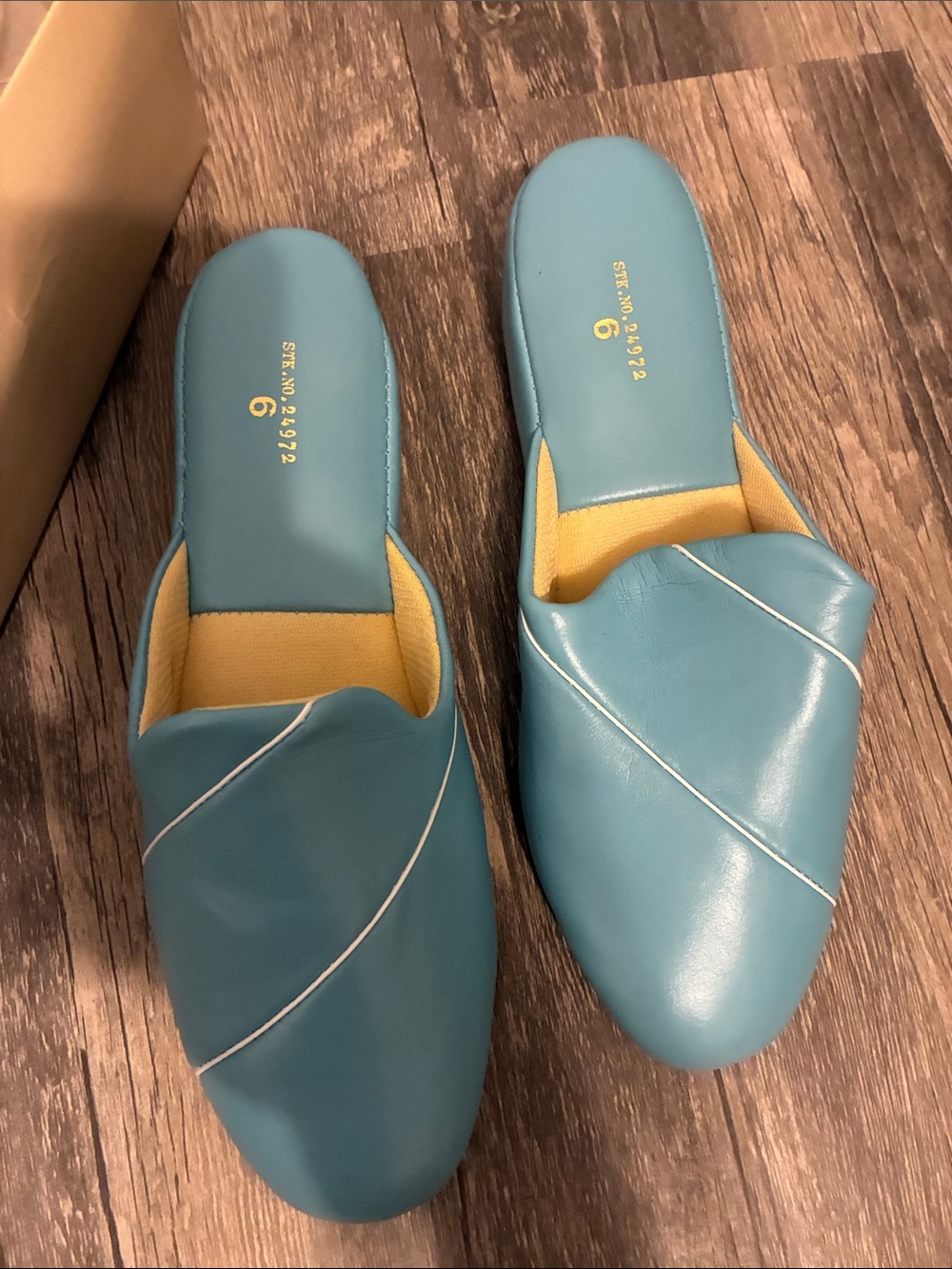 Teal Slip-On Women's Mules with Piping Detail